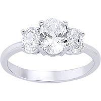 Jewelco London Women's Silver Oval CZ Trilogy Engagement Ring - GVR358 in White | Size: O