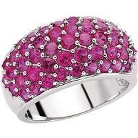 Sterling Silver Jewelco London Ruby-Red CZ Domed Pave Bombay Dress Ring