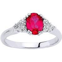 Silver Jewelco London Red Oval CZ Solitaire Engagement Ring