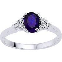 Jewelco London Women's Silver Blue Oval CZ Solitaire Engagement Ring - GVR501 in White | Size: Q