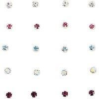 Silver Jewelco London Multi Colour Crystal Pack of 20 Nose Studs Set