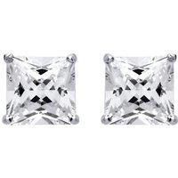 Silver Jewelco London Princess Cut CZ 4 Claw Solitaire Stud Earrings 8mm