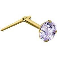 9ct Gold Lilac Crystal Claw Set Andralok Hinged Nose Stud 3mm - JNS068