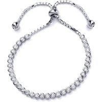 Silver Jewelco London CZ Tennis Eternity Adjustable Toggle Slider Bracelet 3mm