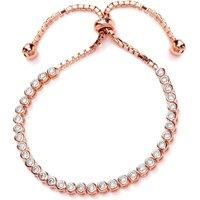 Rose Silver Jewelco London CZ Tennis Eternity Adjustable Slider Bracelet 3mm