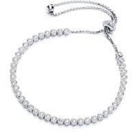 Silver Jewelco London CZ Tennis Eternity Toggle Slider Bracelet 3mm