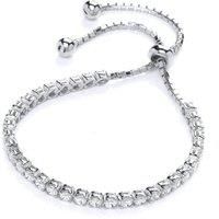Silver Jewelco London CZ Tennis Eternity Adjustable Toggle Slider Bracelet 4mm