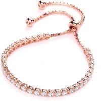Rose Silver CZ Tennis Eternity Adjustable Slider Bracelet 4mm - GVB321