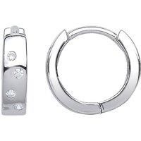 Silver Jewelco London CZ Huggie Hoop Earrings 13mm