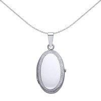 Silver Jewelco London Oval Satin Frame Locket Necklace 18 inch