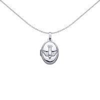 Silver Jewelco London Diving Falcon Arrow Oval Locket Necklace 18 inch
