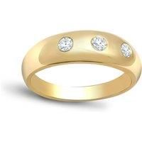 Mens 9ct Gold Jewelco London 0.34ct Diamond Domed Band Trilogy Ring 7mm