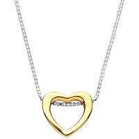Gilded Silver Jewelco London Love Heart Halo Charm Necklace 16 + 2 inch