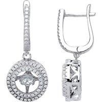 Silver Jewelco London CZ Floating Halo Drop Earrings