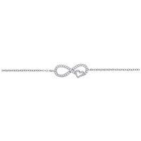 Silver Jewelco London CZ Love Heart Infinity Charm Bracelet 10mm 6 inch