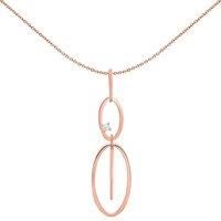 Rose Silver Jewelco London CZ Oval Loops Pendant Necklace 18 inch