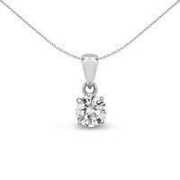 18ct White Gold 0.35ct Diamond Solitaire Charm Pendant - 18P010-035