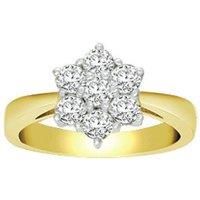 18ct Gold 0.75ct Diamond 7 Stone Flower Cluster Ring 10mm - 18R130-075