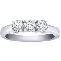 18ct White Gold 0.75ct Diamond 3 Stone Uniform Trilogy Ring 4mm - 18R945-075