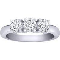 18ct White Gold 1ct Diamond 3 Stone Uniform Trilogy Ring 4.5mm - 18R945-100
