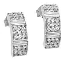 Sterling Silver CZ Triple Block Drop Earrings - RE5834