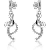 Sterling Silver CZ Ampersand Style Twist Drop Earrings - RE46624