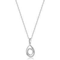 Sterling Silver CZ Twirling Tears of Joy Charm Necklace 18 inch - RE46634