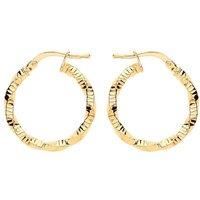 Gilded Silver Jewelco London Square Tube Twist Ribbed Hoop Earrings 20mm