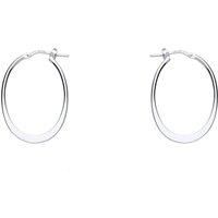 Silver Jewelco London Graduated Flat Hoop Earrings 20mm x 25mm