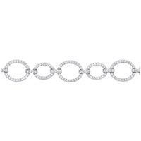 Silver Jewelco London CZ Open Halo Bubbly Oval Link Bracelet 10mm