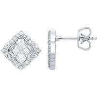 Jewelco London Silver CZ Diamant-cut Kaleidoscope Guilloch£ Stud Earrings