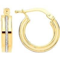 Gilded Silver Square Tube Moondust Groove Hoop Earrings 15mm - GVE900G