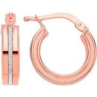 Rose Silver Square Tube Moondust Groove Hoop Earrings 15mm - GVE900R