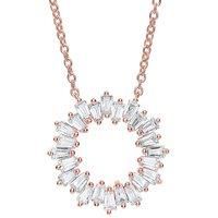 Rose Silver Jewelco London Baguette CZ Star Burst Eternity Hoop Necklace 18"