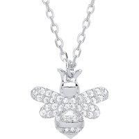 Silver Jewelco London CZ Honey Queen Bee Charm Necklace 16 inch