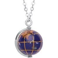 Unisex Silver Jewelco London Spinning 3D World Atlast Charm Necklace 16 inch