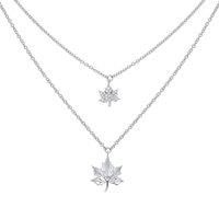 Silver Jewelco London CZ Canada Maple Leaf Charm Necklace 16-18 inch
