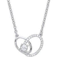 Silver Jewelco London CZ Oval Solitaire Halo Charm Necklace 16 inch