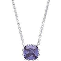 Silver Purple Cushion Cut CZ 12 Claw Necklace - GVK321