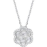 Jewelco London Silver CZ Dia-cut Kaleidoscope Guilloch£ Charm Necklace