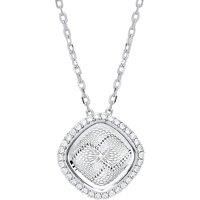 Jewelco London Silver CZ Dia-cut Kaleidoscope Guilloch£ Charm Necklace