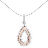 Rose Silver CZ Pear Avocado Pendant Necklace 18 inch - GVP525