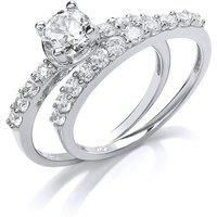 Silver CZ Solitaire Eternity Bridal Rings Set - GVR844