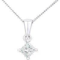 Jewelco London Platinum Princess 1/3ct Diamond Solitaire Pendant Necklace 18 inch 46cm