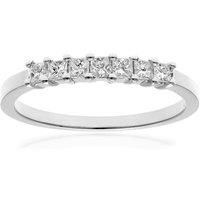 Jewelco London 18ct White Gold Princess 1/3ct Diamond 7 Stone Shared Claw Half Eternity Ring 2mm