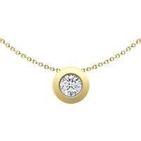 9ct Gold Jewelco London CZ Donut Bezel Solitaire Slider Necklace 4mm