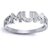 925 Sterling Silver Jewelco London 0.02ct Diamond Ribbon Scroll MUM Ring 5mm