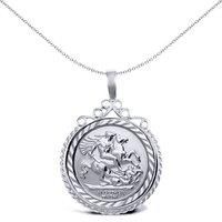 Silver Jewelco London Rope Edge Scroll Top St George Pendant (Full Sov Size)
