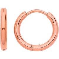 Jewelco London Rose Gold-Steel Hinged Huggie Macaroni Round Tube Hoop Earrings
