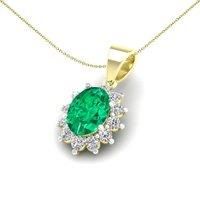 2-Colour 9ct Gold Green Oval CZ Classic Royal Necklace 20" - G9P6030EM